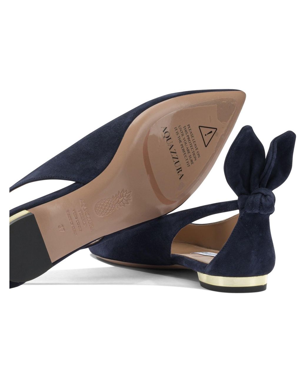 Aquazzura Blue "Bow Tie Ballet" Bellet Flats