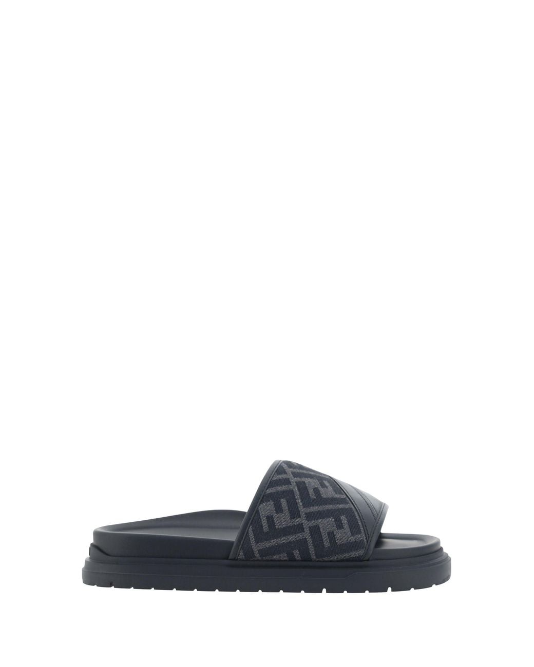 Fendi Blue Slide Diagonal Sandals for men