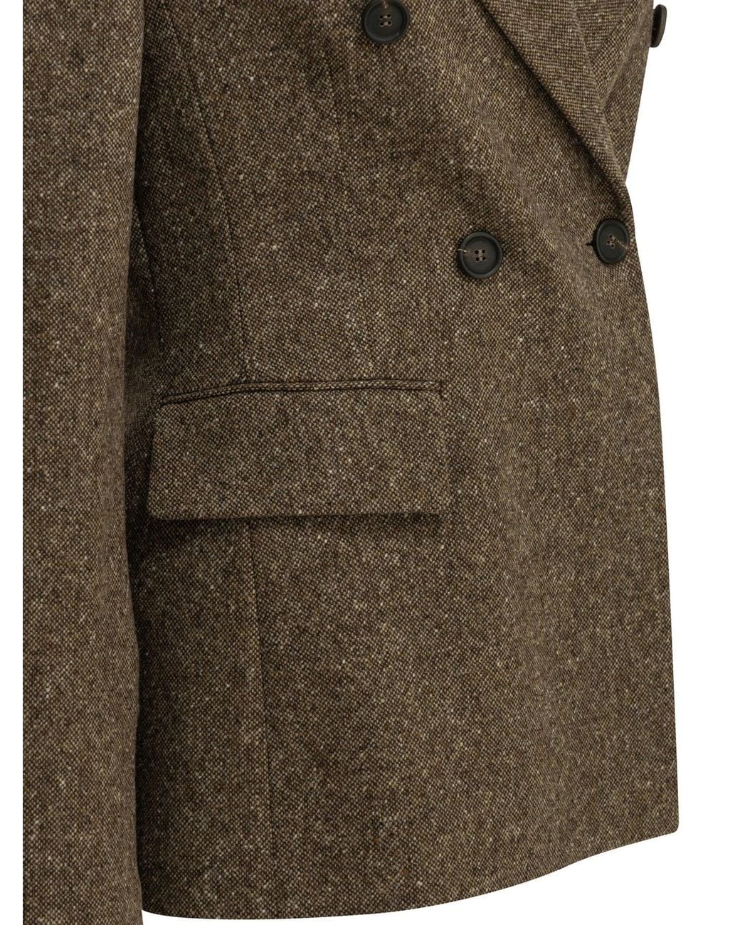 Brunello Cucinelli Green Double-Breasted Wool Blazer