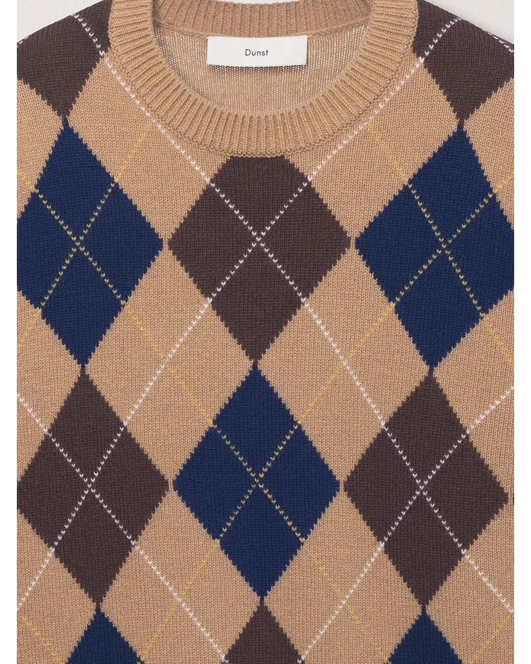 DUNST Blue Wool Sweater Camel for men