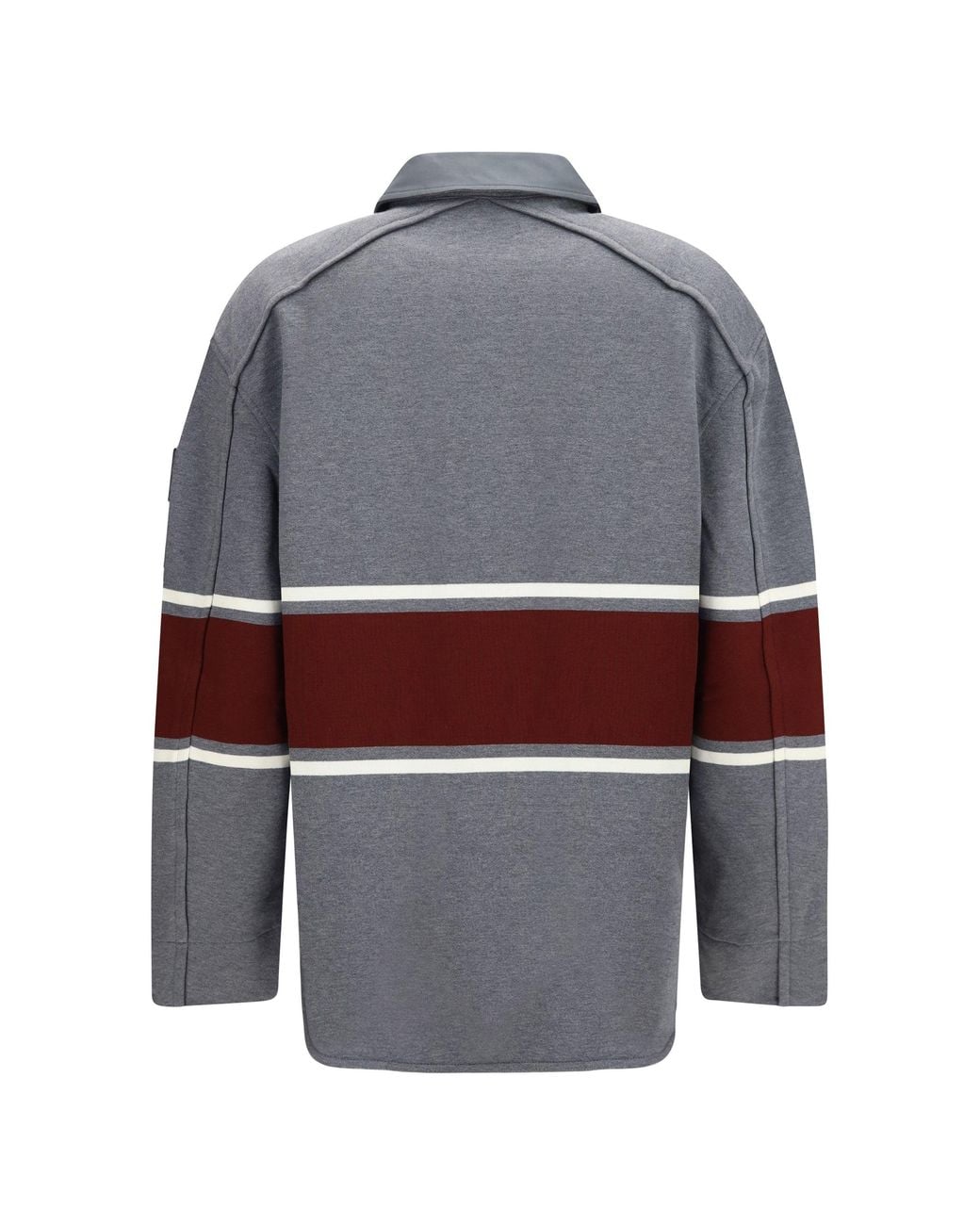 Bottega Veneta Gray Oversized Cotton Striped Polo Shirt for men