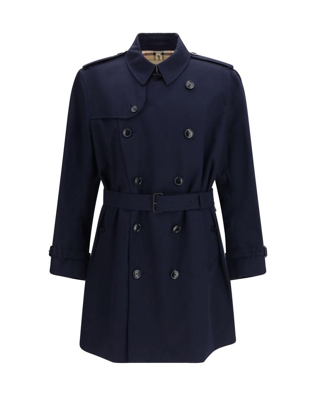Burberry Blue Double-Breasted Belted Trench Coat for men