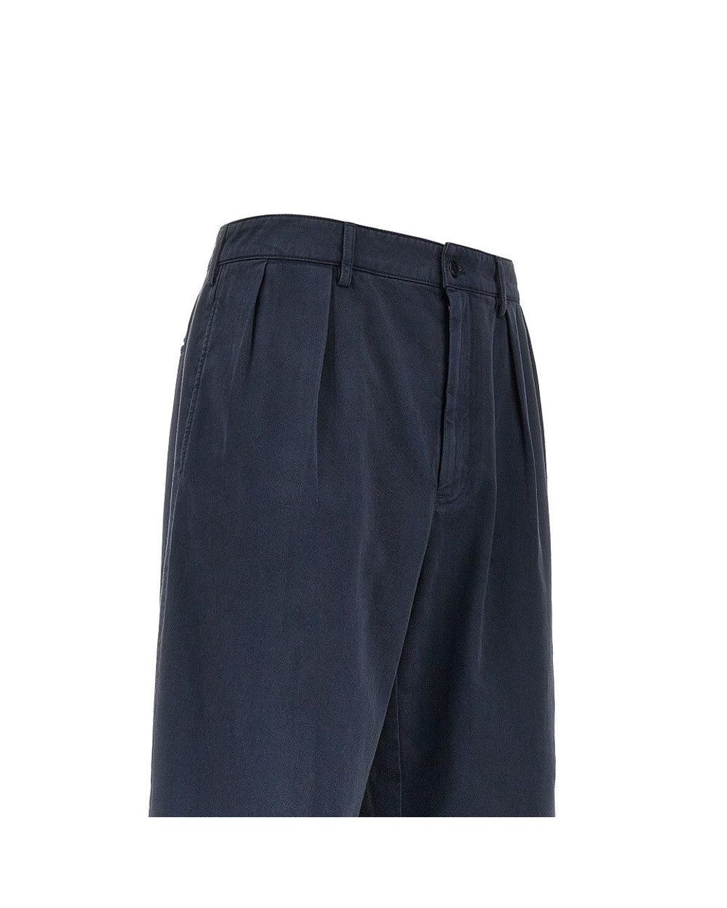 Prada Blue Old Effect Gabardine Pants for men