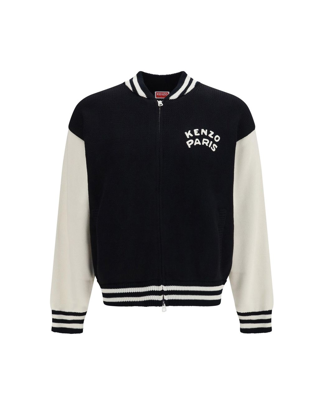 KENZO Black Paris Emblem Varsity Cardigan for men