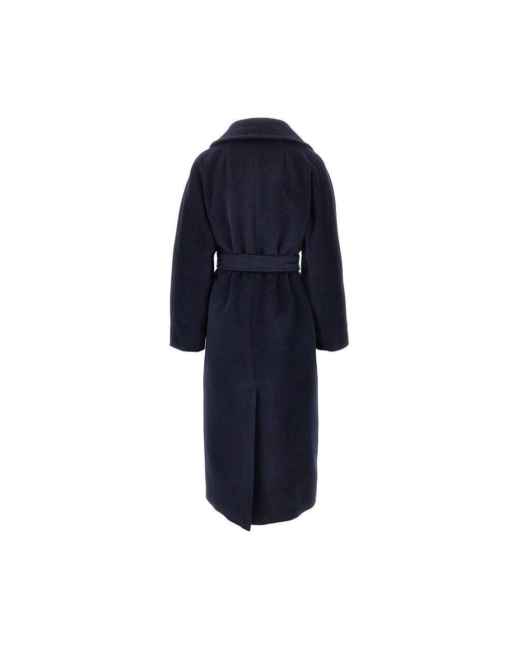 Weekend by Maxmara Blue Wool-Blend Robe Coat With Belt