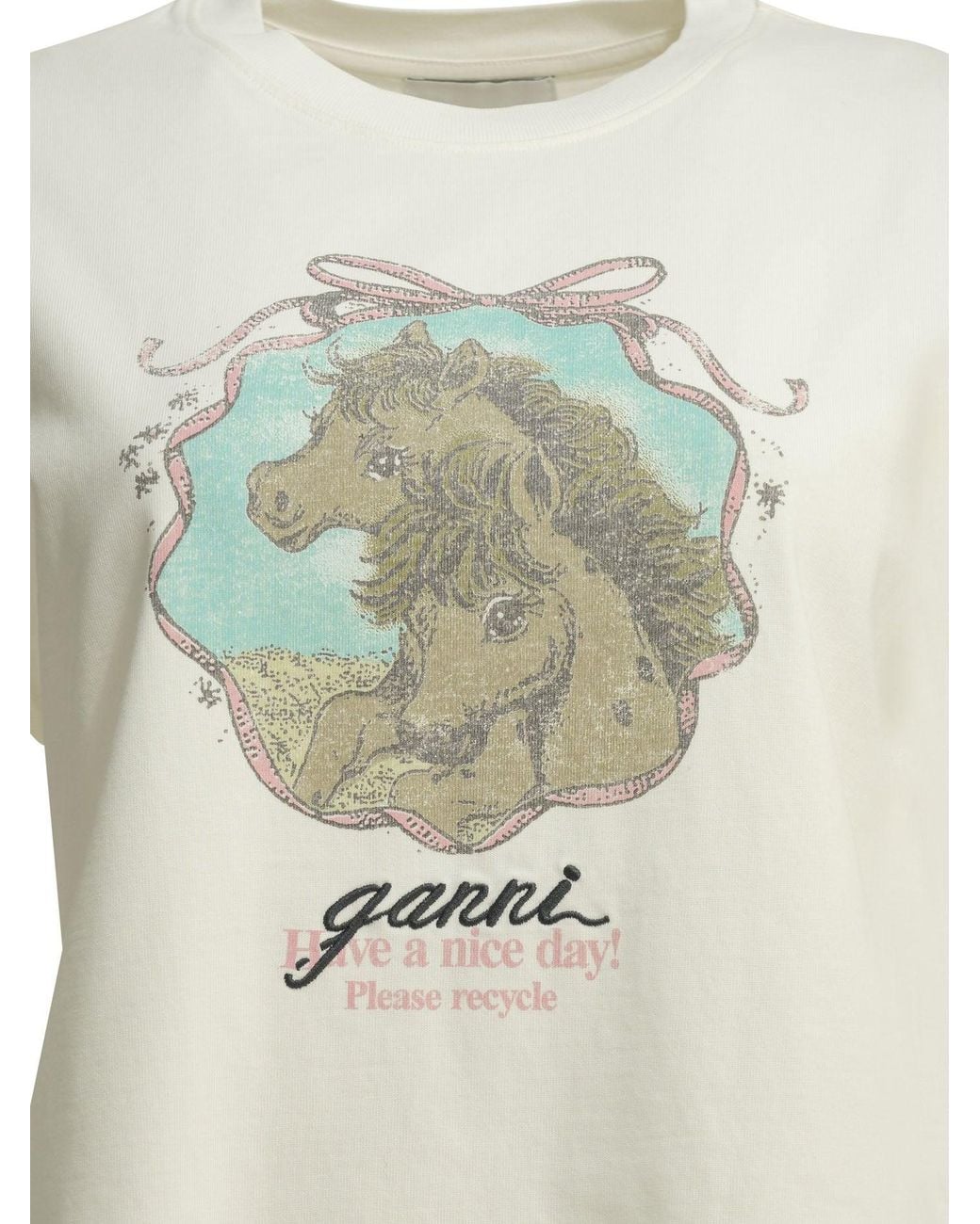 Ganni White Qixi Crew-Neck T-Shirt