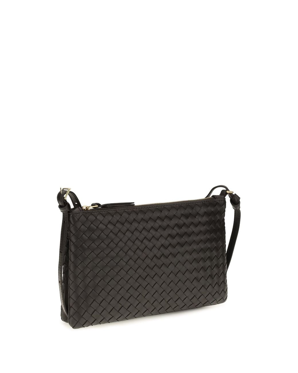 Bottega Veneta Black Intrecciato Shoulder Bag Espresso