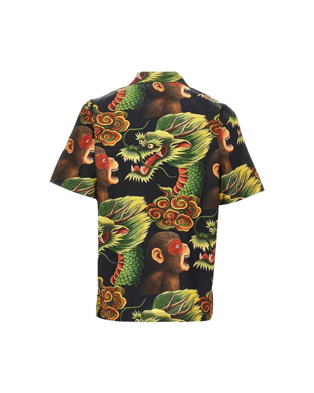 Endless Joy Green 'Monkey Dragon' Silk Shirt for men