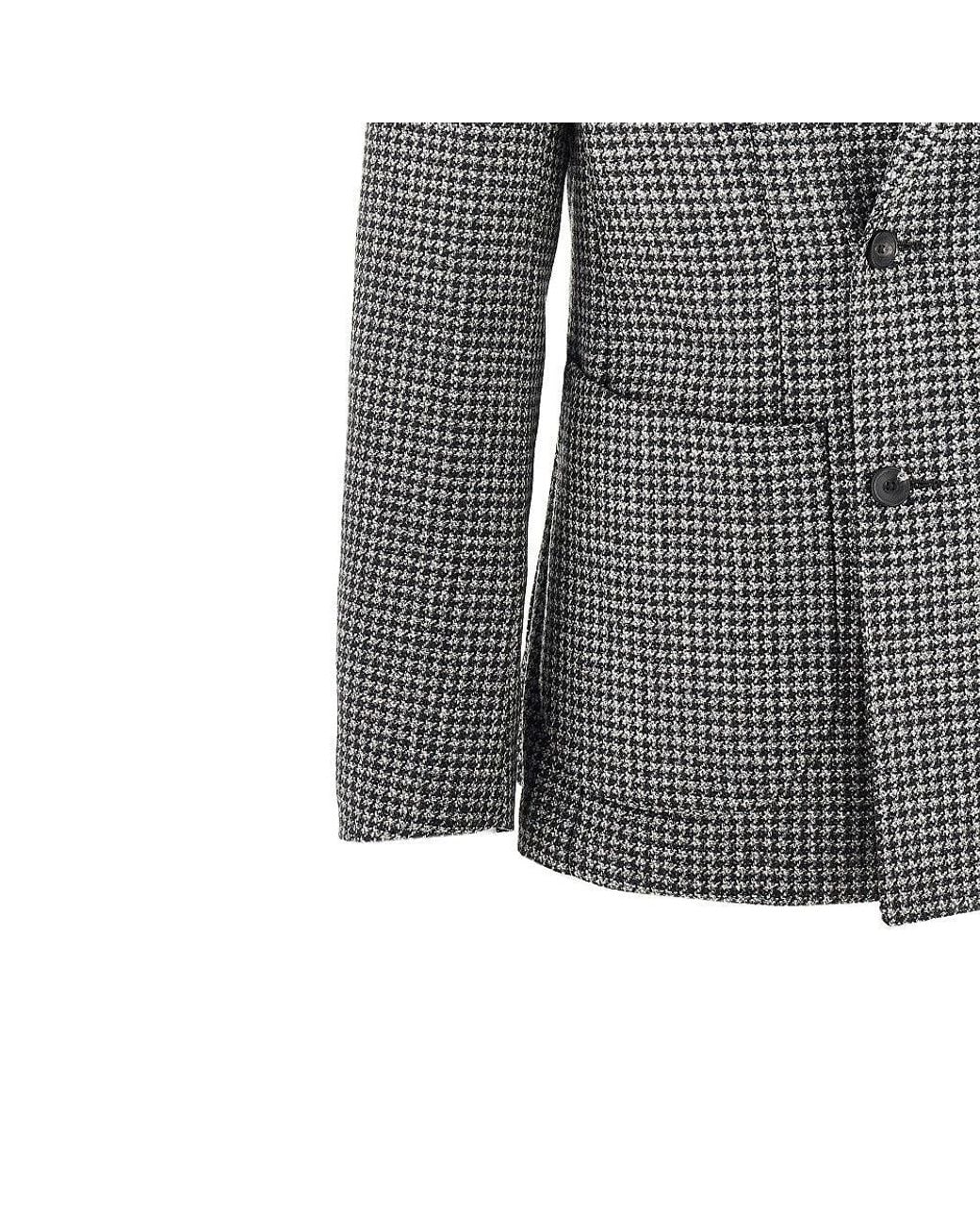 Santaniello Gray Houndstooth Wool Jacket for men