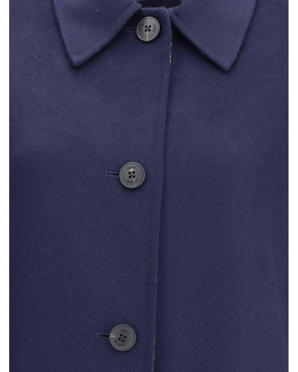 Tory Burch Blue Coat Reversible Double-Face Wool