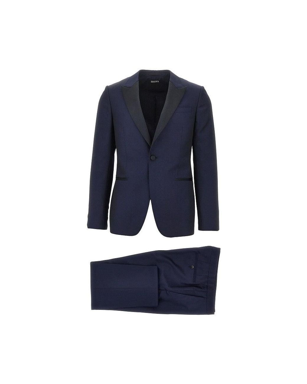Zegna Blue Wool And Mohair Evening Tailored Suit for men