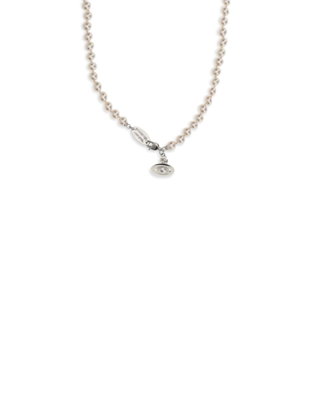 Vivienne Westwood White Simonetta Pearl Necklace Platinum/Creamrose