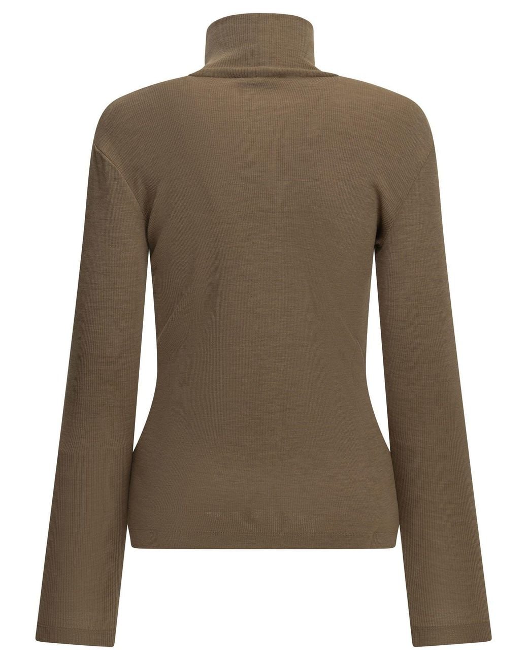 Max Mara Green Wool Jersey Turtleneck Sweater