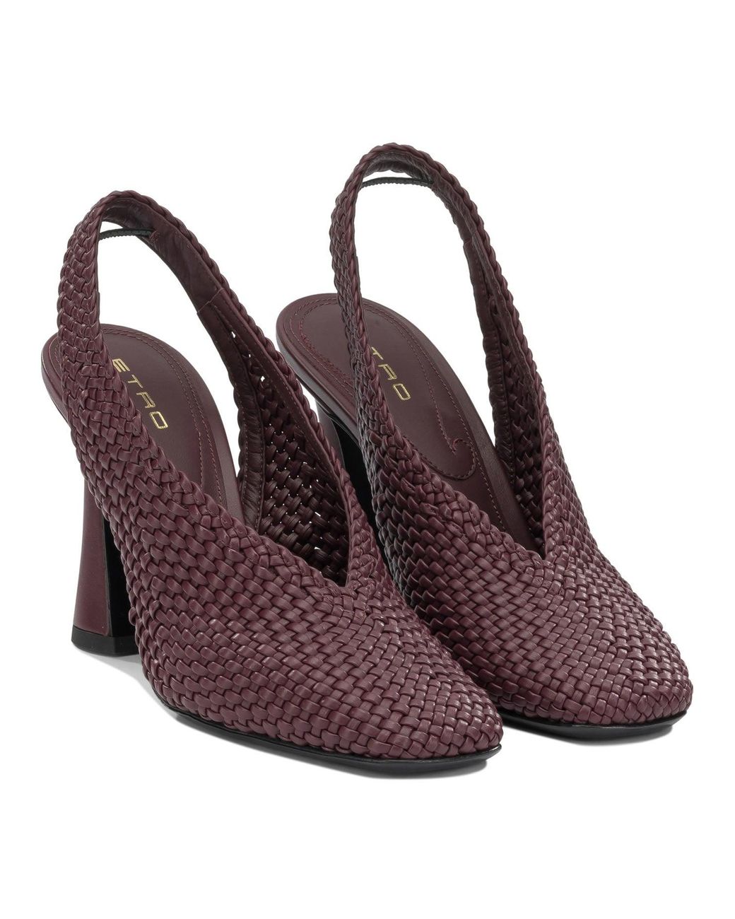 Etro Purple 90Mm Woven Slingbacks
