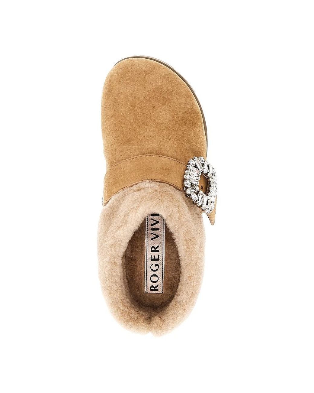 Roger Vivier Natural Suede Leather Slidy Viv' Mules