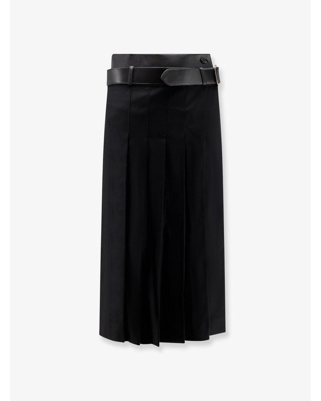 R2W Black Nayla Pleated Wool Trousers Skirt