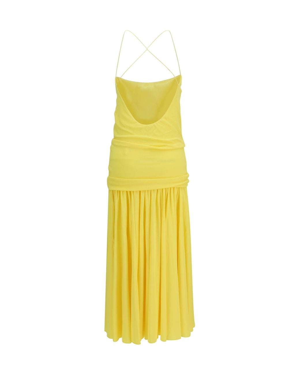Jacquemus Yellow Pleated Midi Dress
