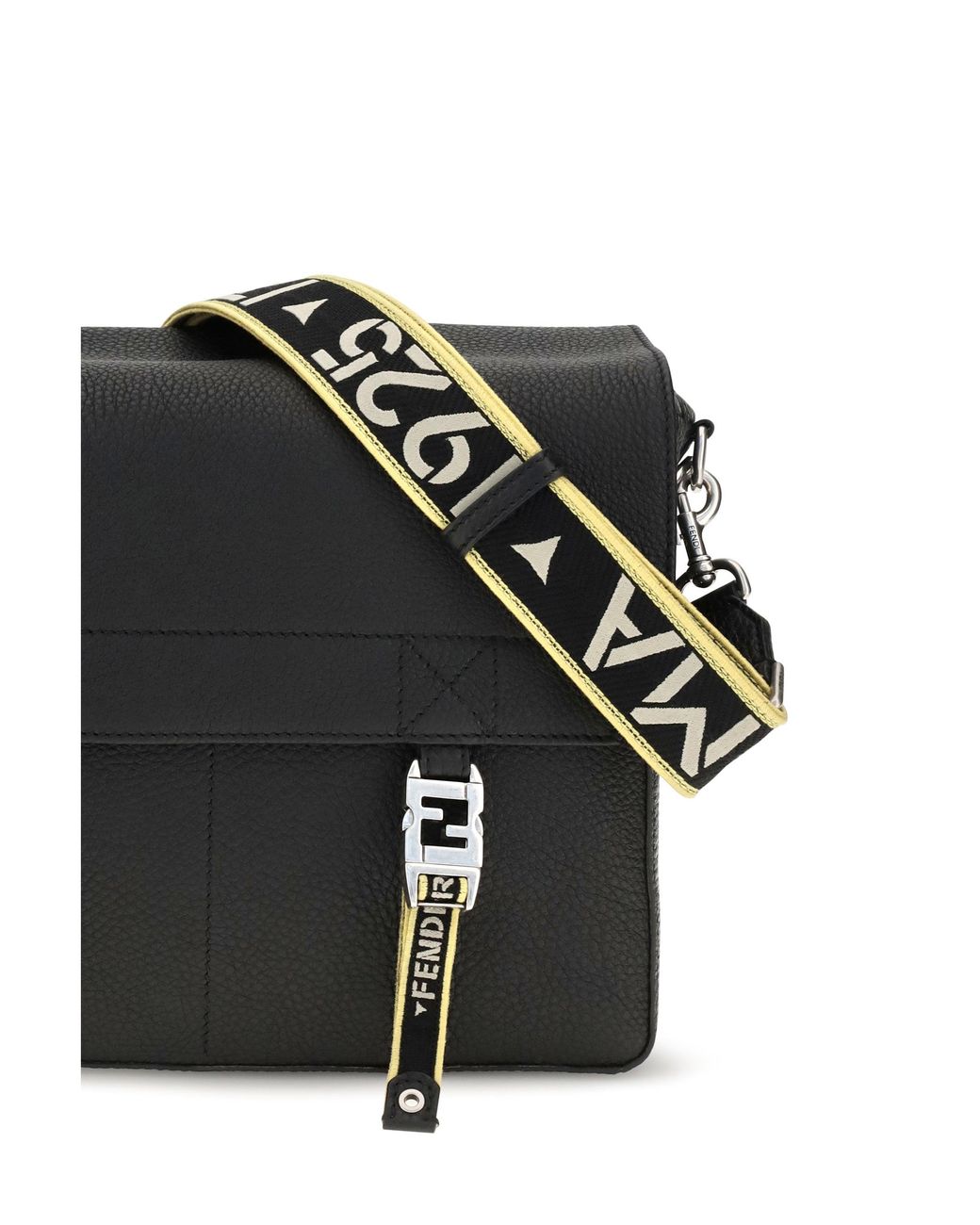 Fendi Black Flow Mess Medium Roman Leather Crossbody Bag for men