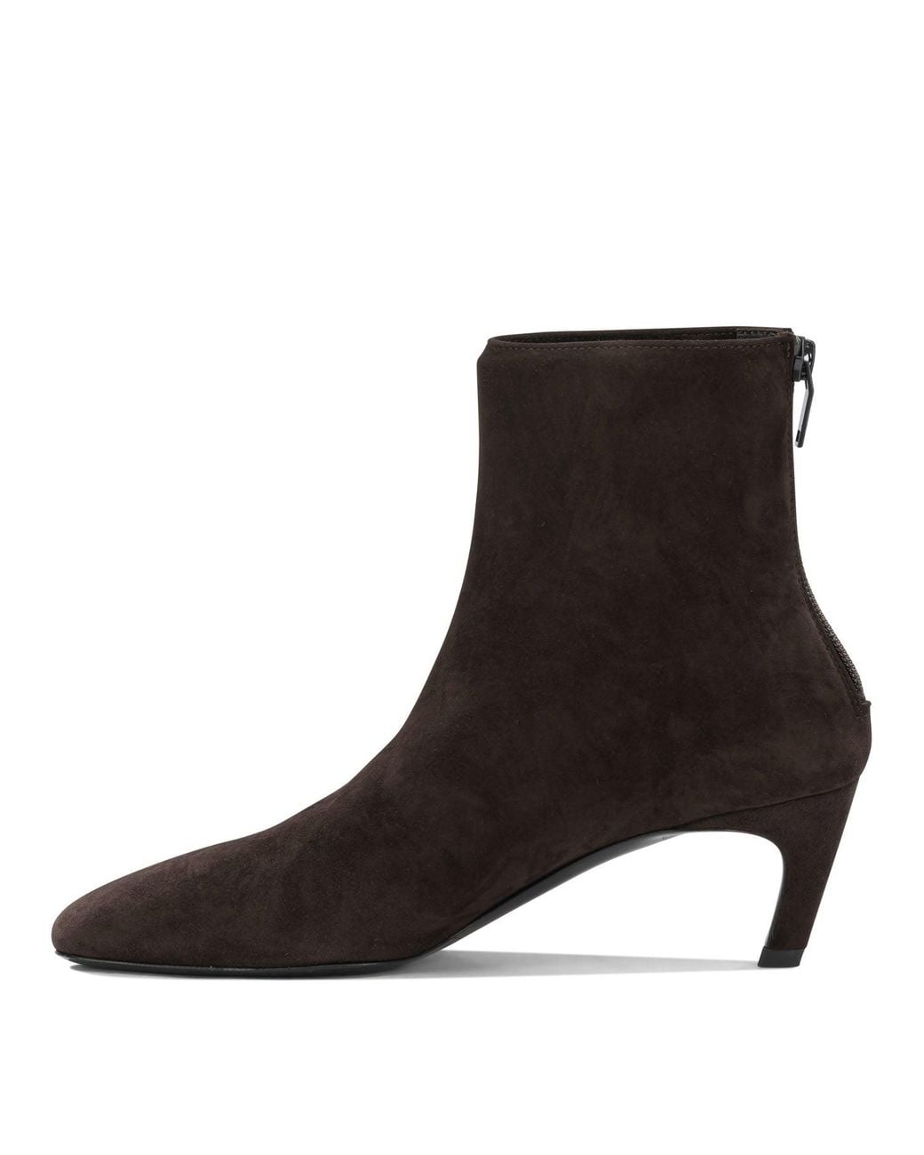 Totême Black Suede Ankle Boots With Zippers
