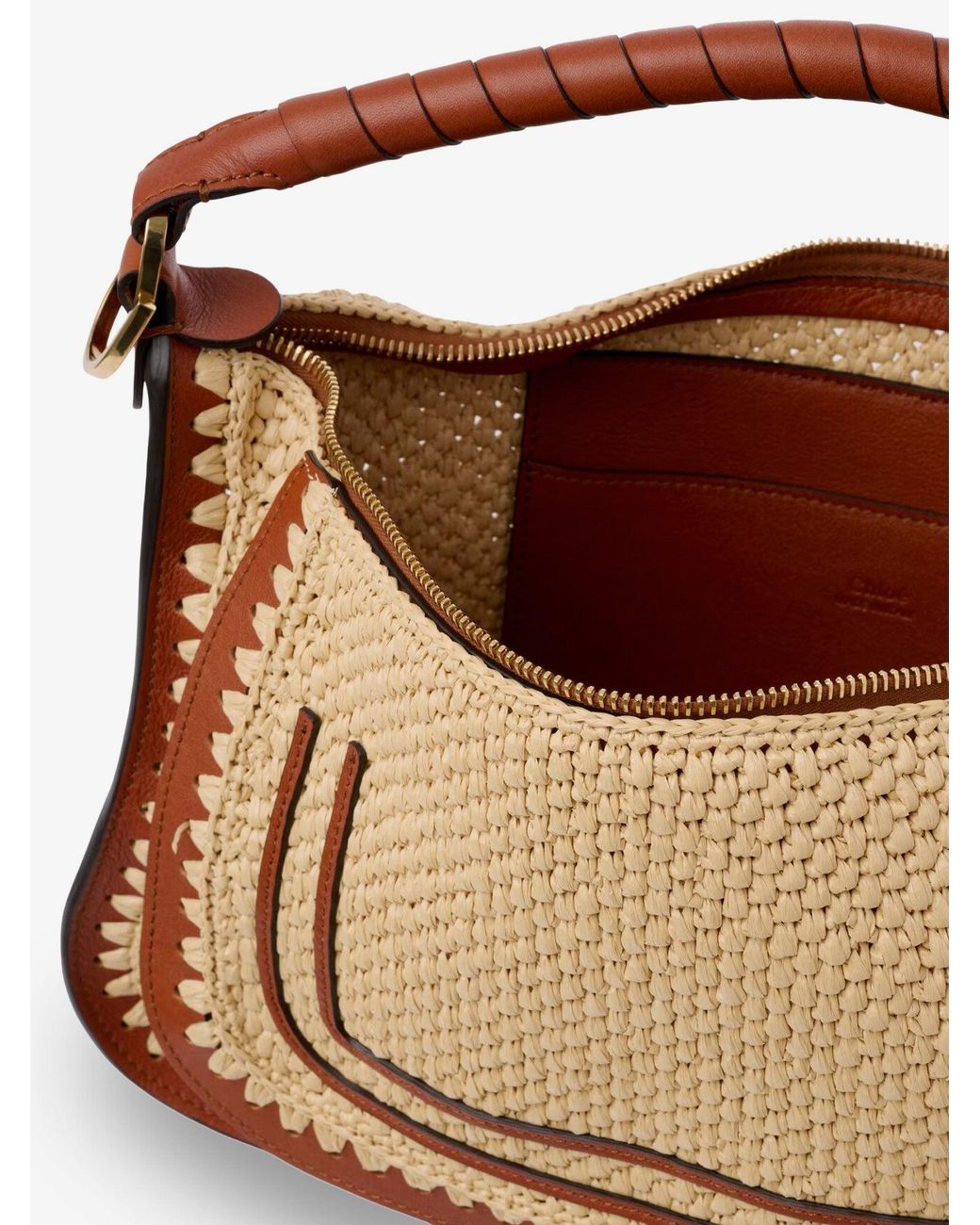 Chloé Brown Shoulder Bag Marcie Raffia