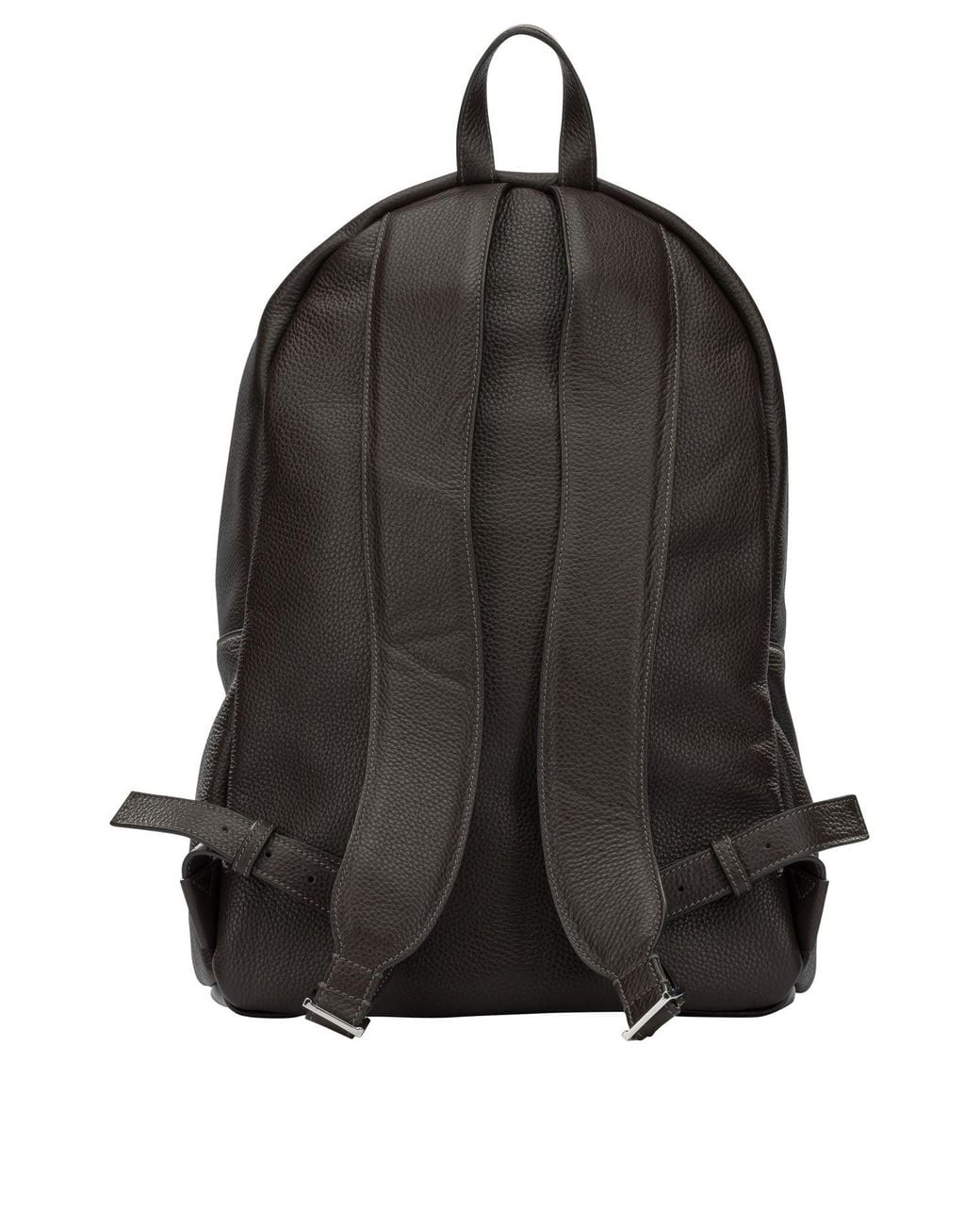 Santoni Black Calf Leather Casual Backpack for men
