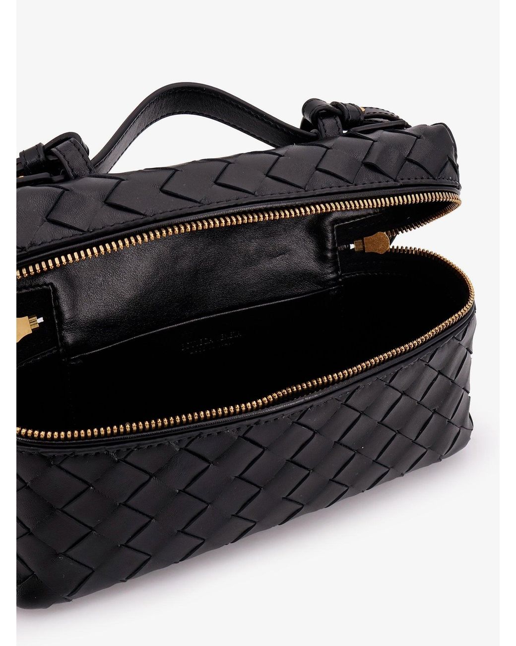 Bottega Veneta Black Bang Bang Leather Vanity Case With Intrecciato Motif