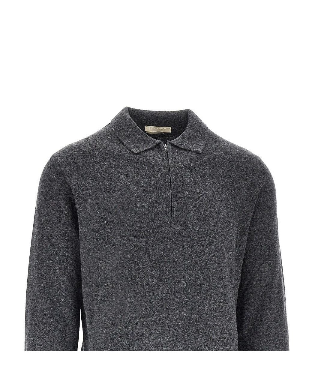 Daniele Fiesoli Gray Upcycled Cashmere Polo Sweater for men