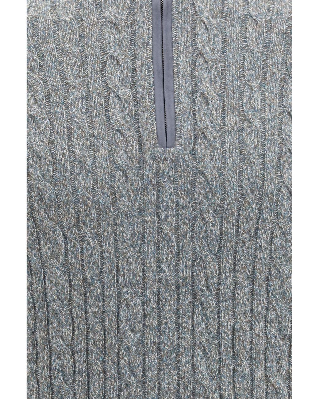 Loro Piana Gray Treccia Baby Cashmere Sweater Sky And Steel for men
