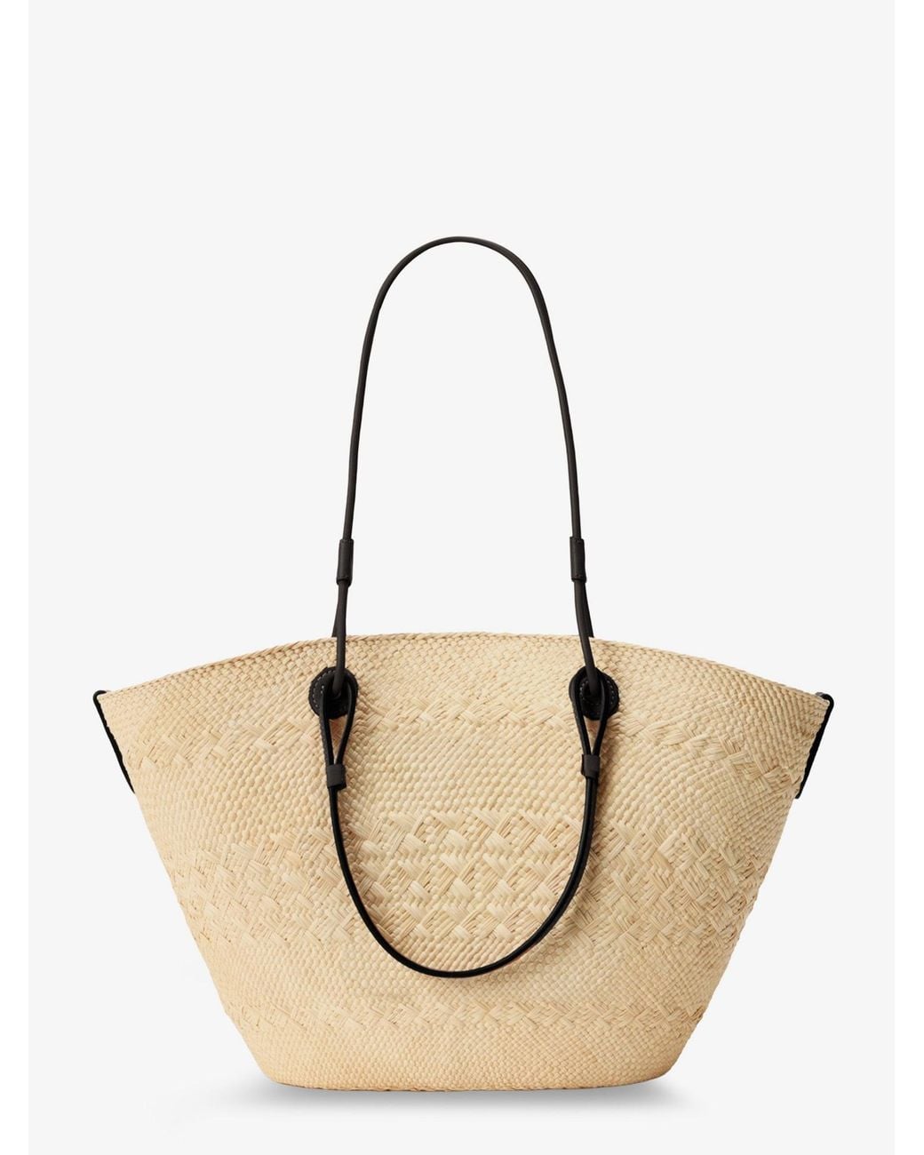 Loewe Natural Paula's Ibiza Anagram Leather And Iraca Palm Bag