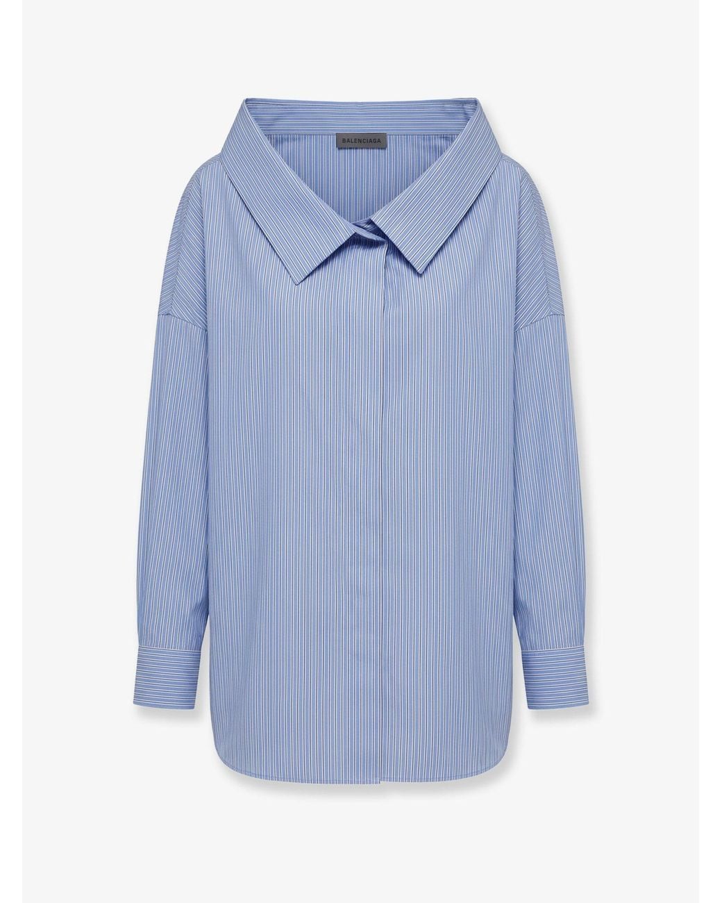 Balenciaga Blue Oversized Cotton Stole Shirt