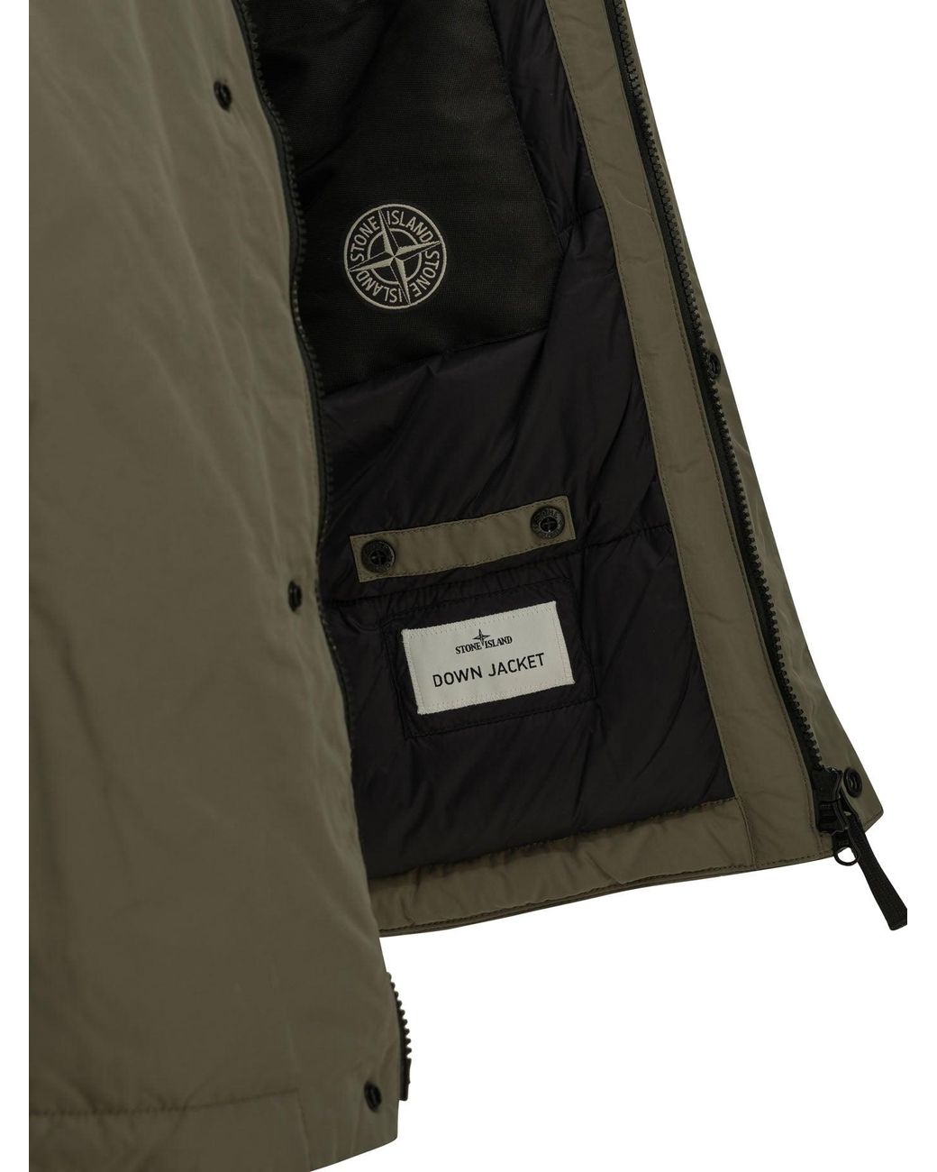 Stone Island Green Short Coat With Logo for men
