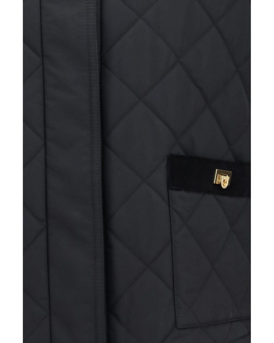 Ferragamo Black Padded Jacket With Gancini Buckles