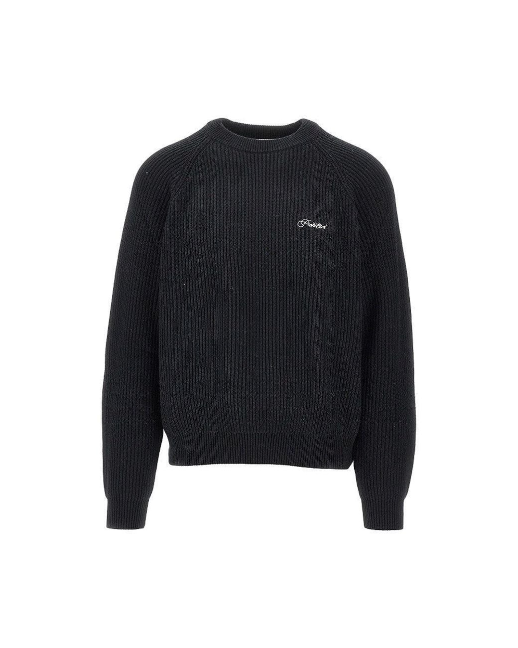 Prohibited Black Campus Crewneck Sweater for men