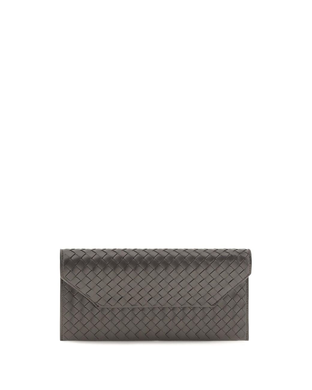 Bottega Veneta Gray Intrecciato Nappa Wallet Espresso-Brass