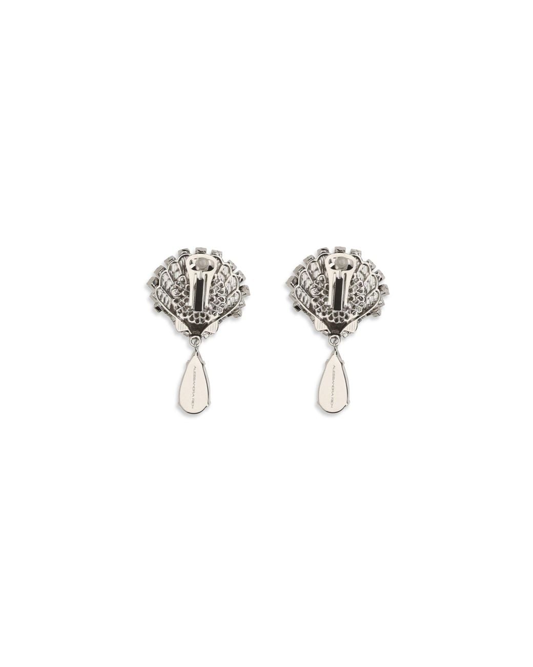 Alessandra Rich White Crystal Drop Earrings