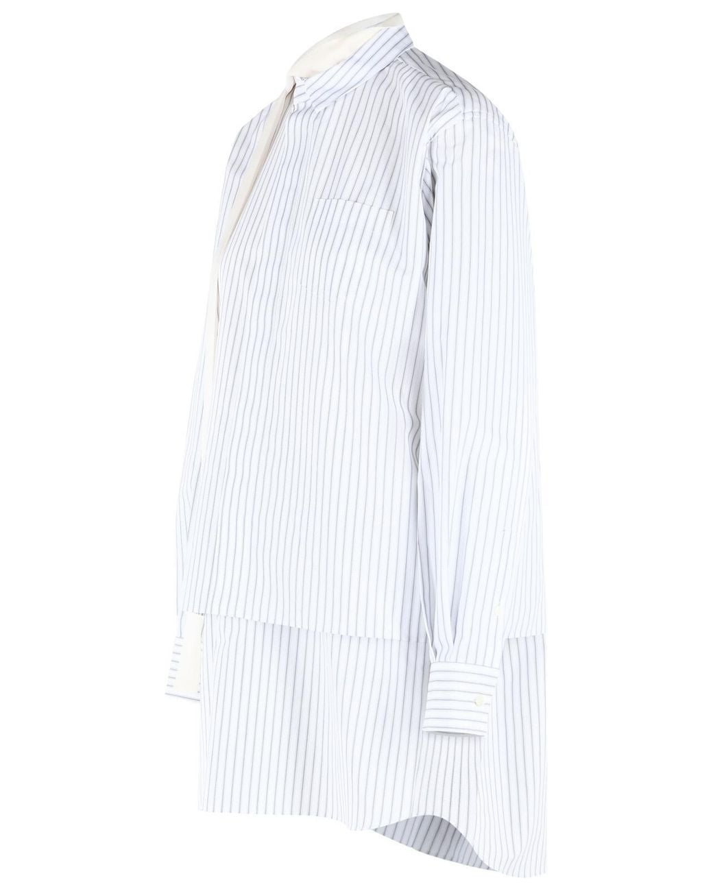 Sacai White Cotton Blend Mini Dress