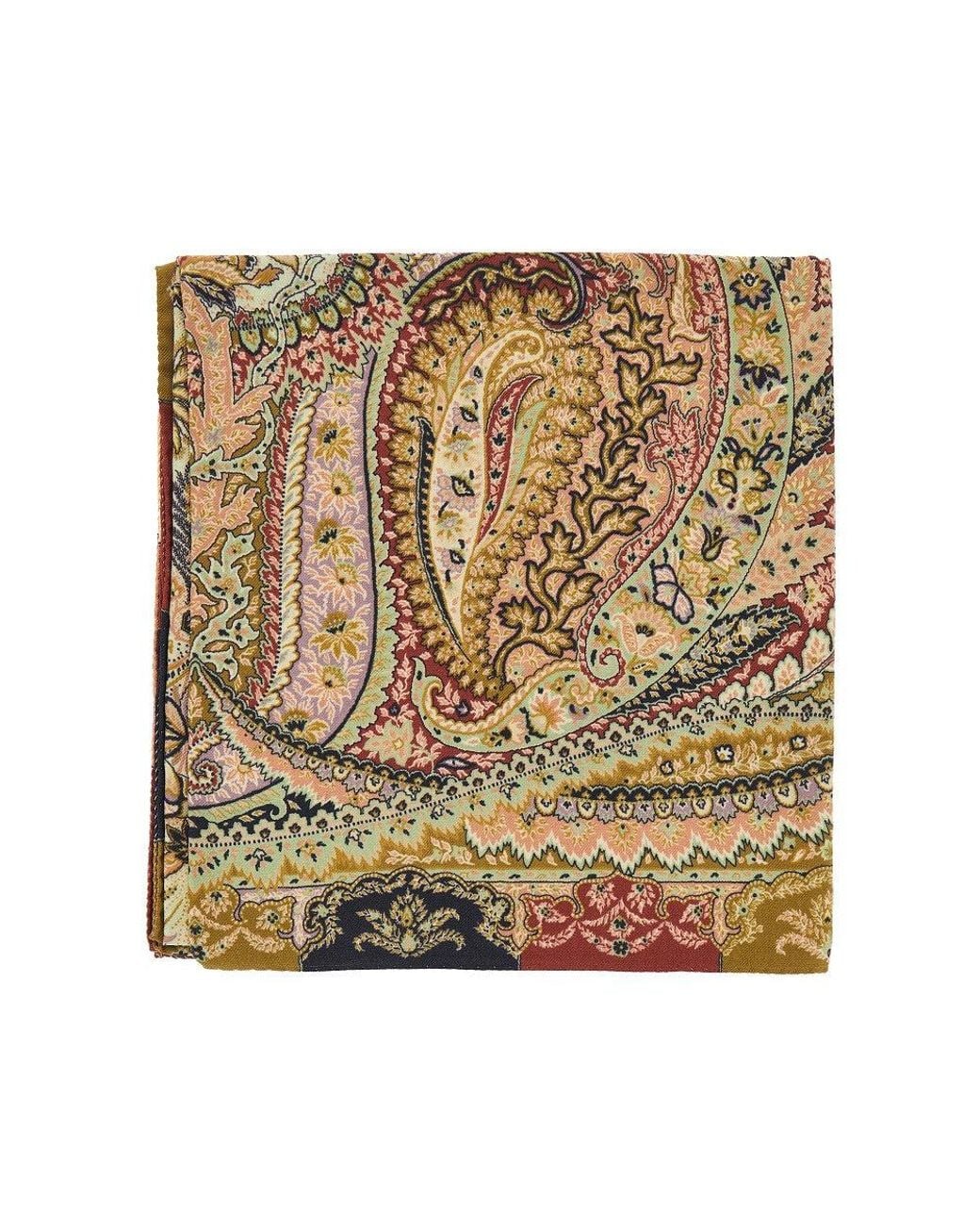 Etro Metallic Paisley Silk And Wool Shawl