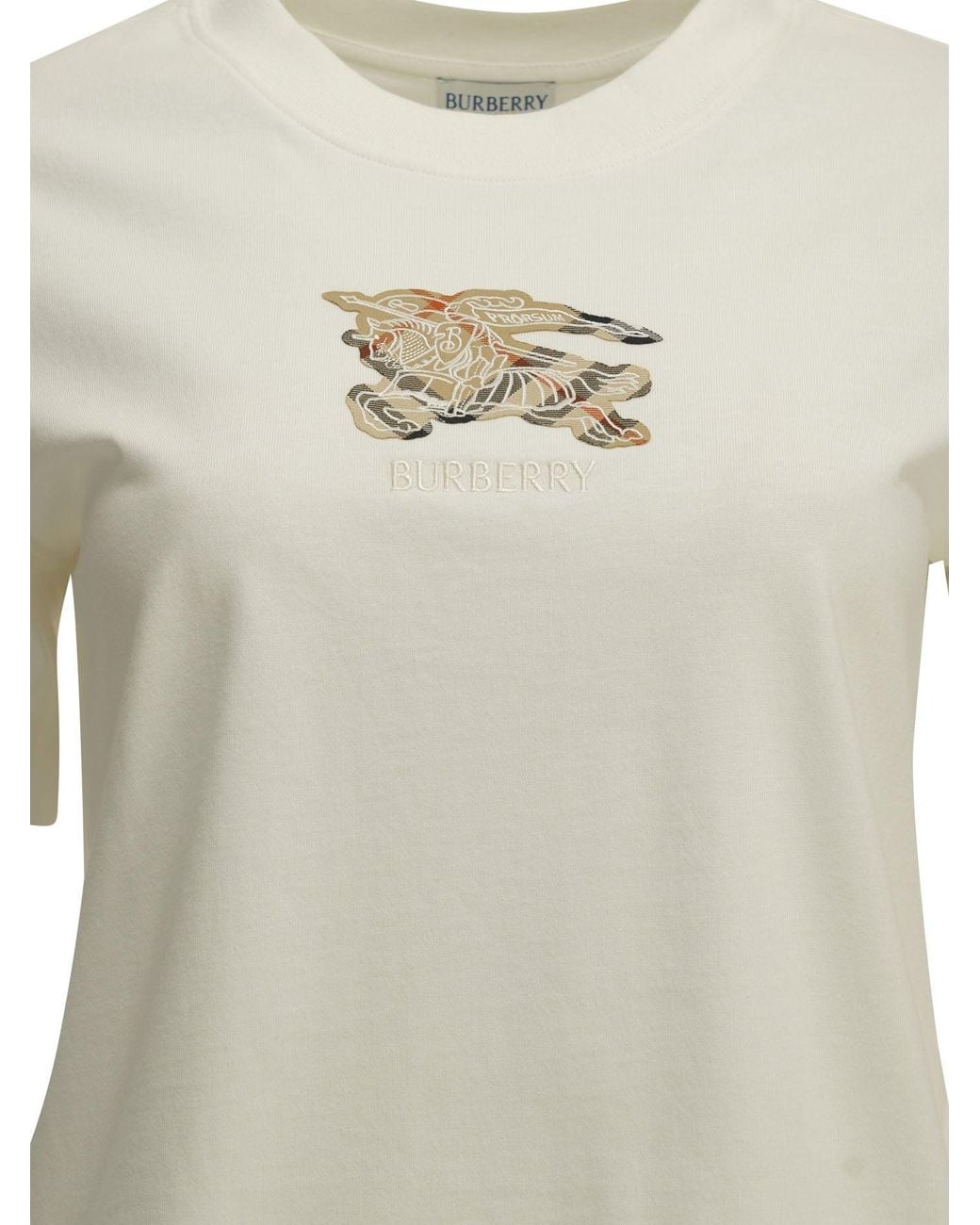 Burberry White Knight Check Crew-Neck T-Shirt