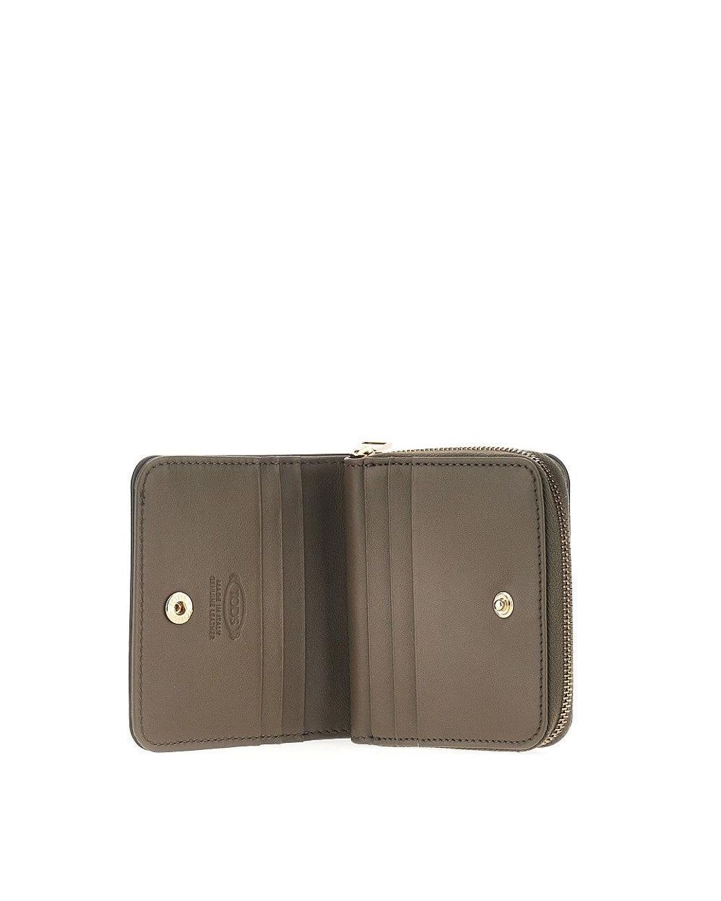 Tod's Gray Leather Small Bi-Fold Wallet