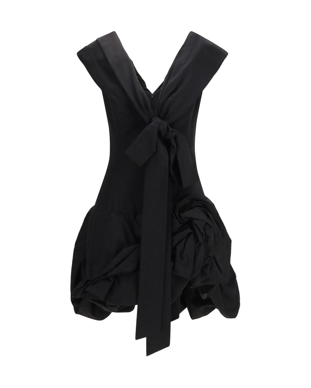Magda Butrym Black Midi Dress With Draped Shawl Collar