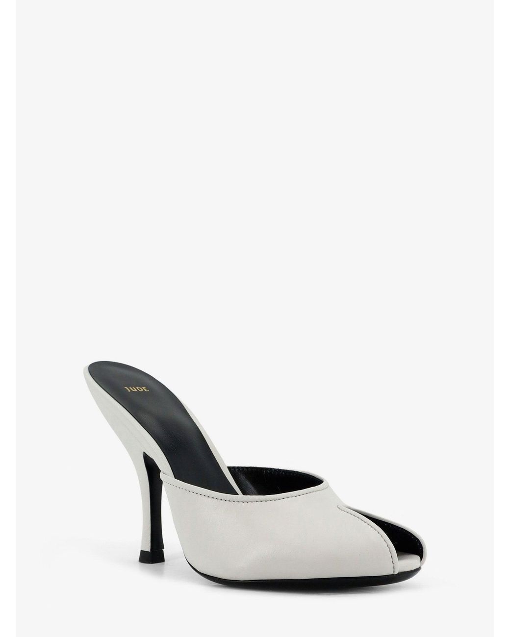 Jude White Leather Date Mule Sandals
