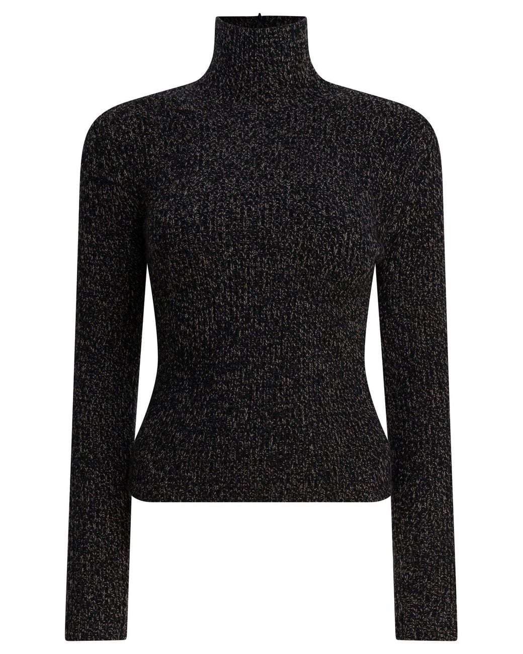 Max Mara Black Wool And Cashmere Mouliné Turtleneck Sweater