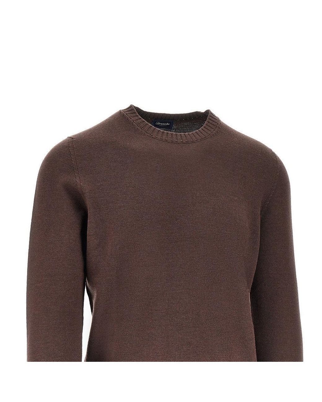 Drumohr Brown Merino Wool Knitted Sweater for men