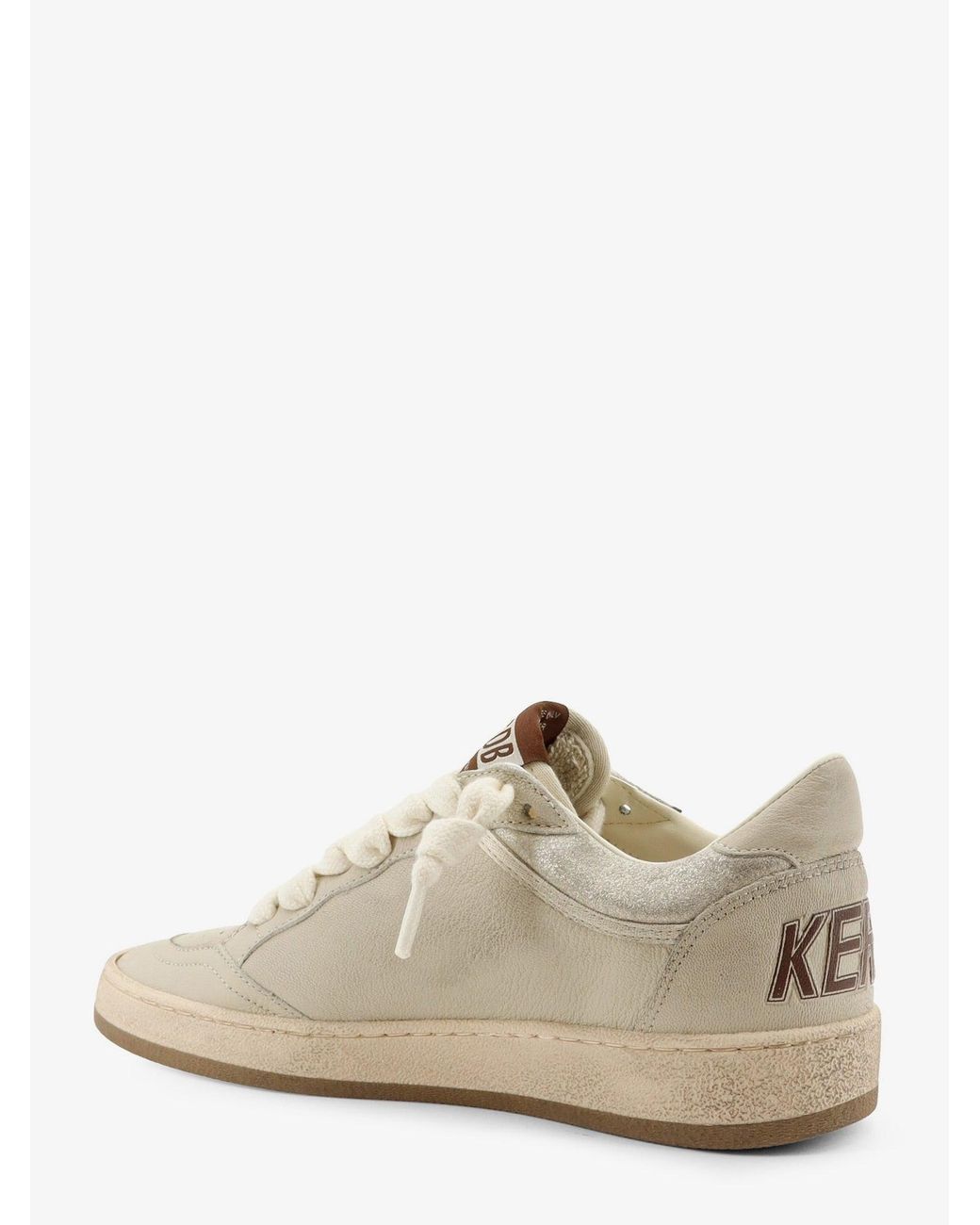 Golden Goose Deluxe Brand White Ballstar Leather Sneakers With Iconic Side Logo