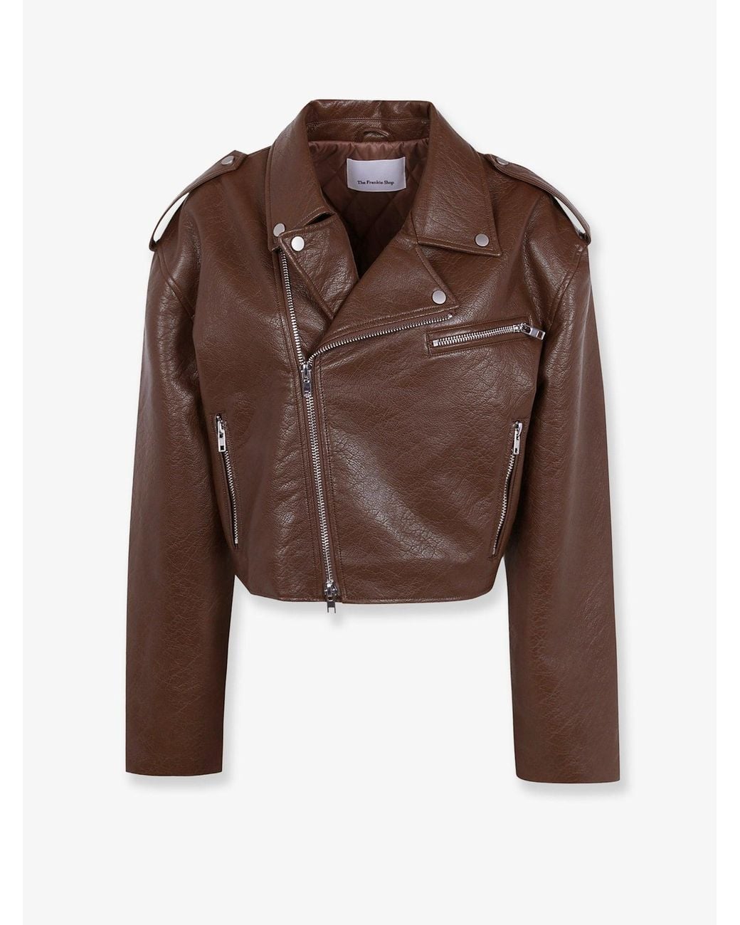 Frankie Shop Brown Daphne Faux Leather Biker Jacket