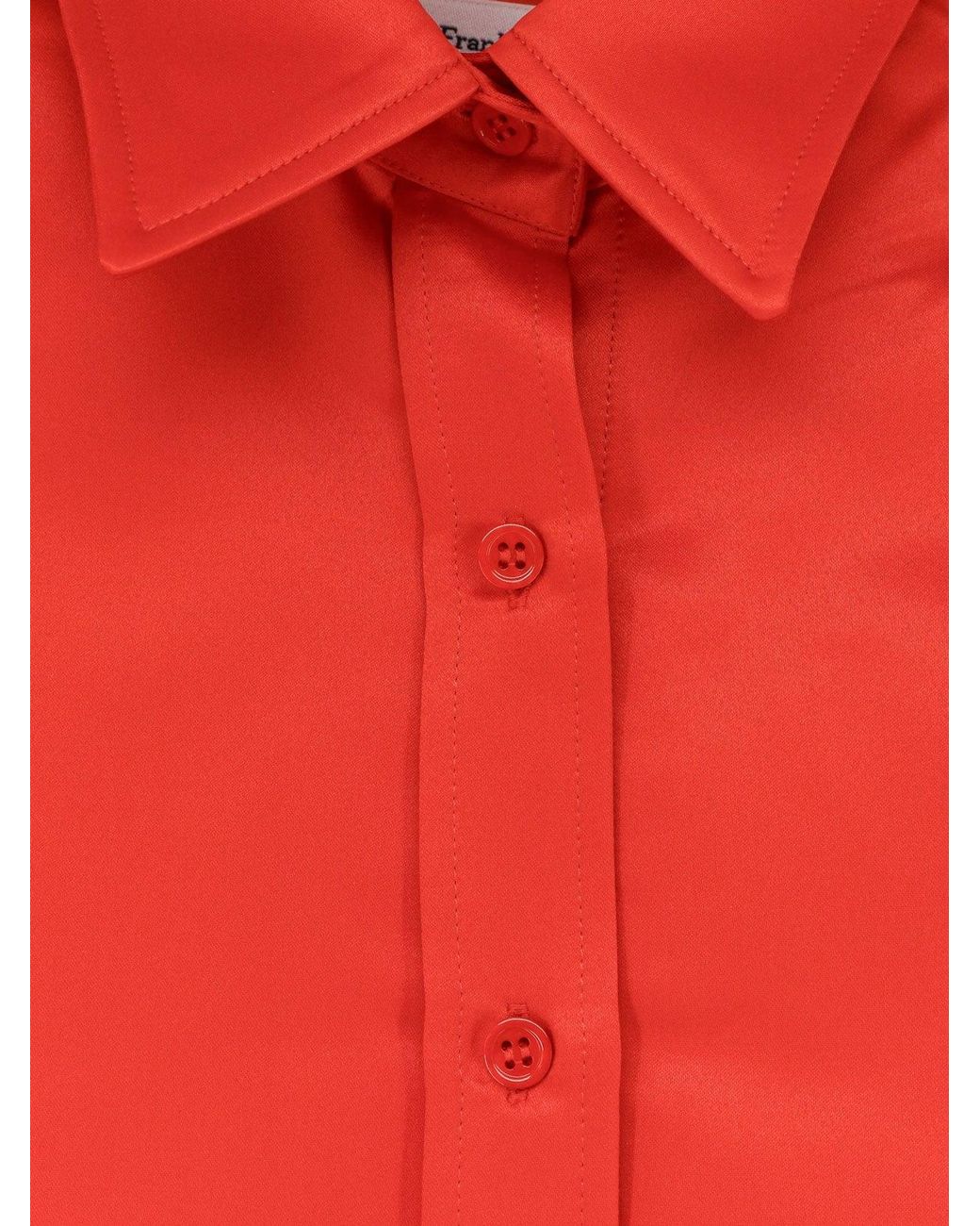 Frankie Shop Red Boxy Shirt Arlen Satin