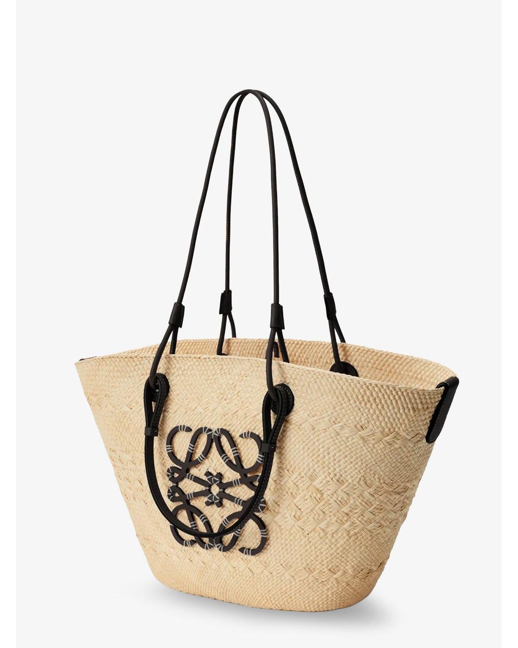 Loewe Natural Paula's Ibiza Anagram Leather And Iraca Palm Bag