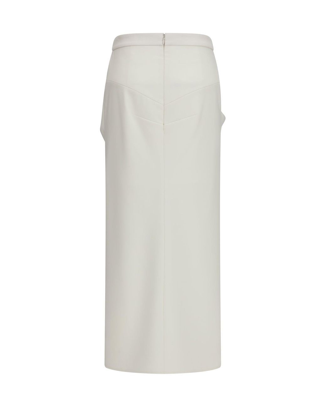 Givenchy White Long Draped Wool And Mohair Skirt