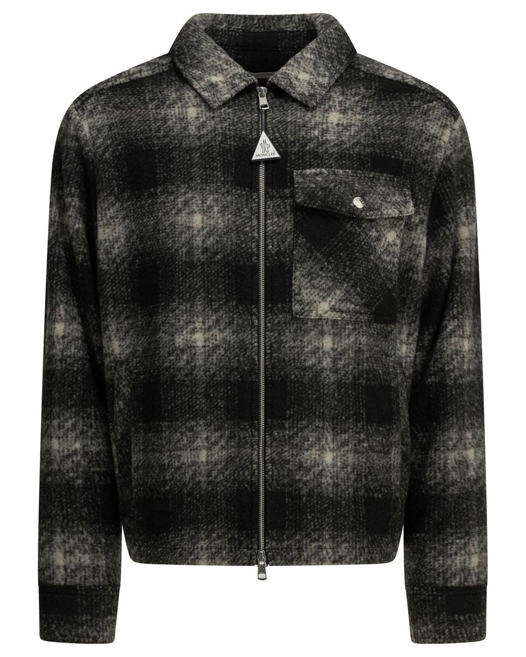 Moncler Black Checkered Overshirt Jacket for men