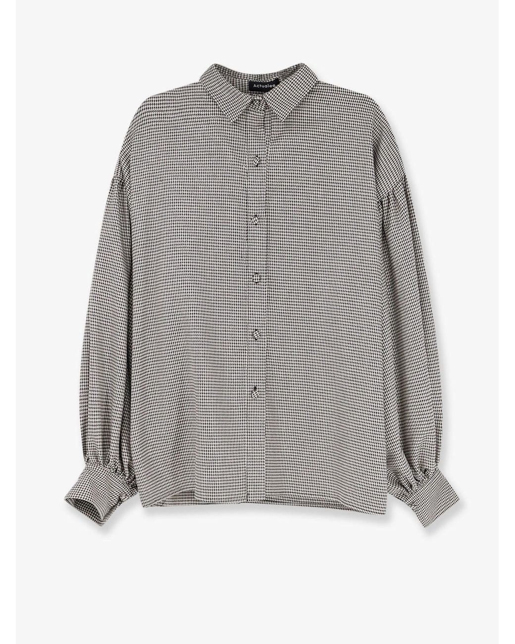 ACTUALEE Gray Pied-De-Poule Shirt With Lurex Effect